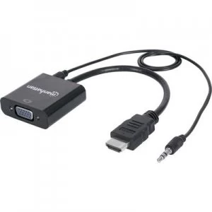 Image of Manhattan HDMI / Jack / VGA Adapter [1x HDMI plug - 1x VGA socket, Jack socket 3.5 mm] Black 0.26 m