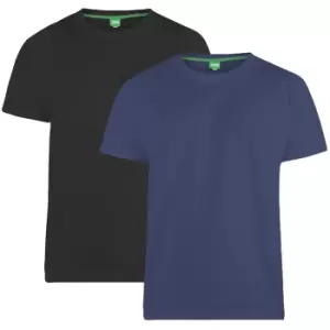 Image of Duke Mens Fenton Kingsize D555 Round Neck T-Shirts (Pack Of 2) (2XL) (Black/Navy)