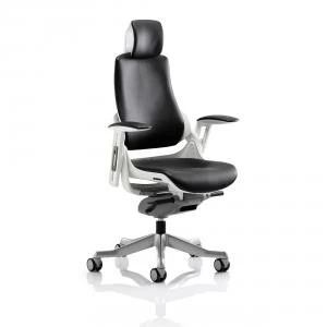 Image of Adroit Zure Executive Chair With Arms With Headrest Leather Black Ref
