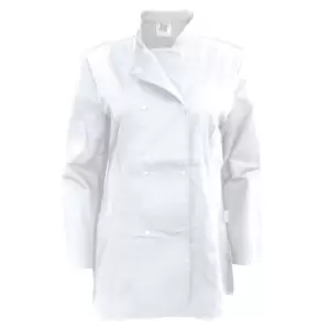 Image of Dennys Womens/Ladies Long Sleeve Fitted Chef Jacket (2XL) (White)
