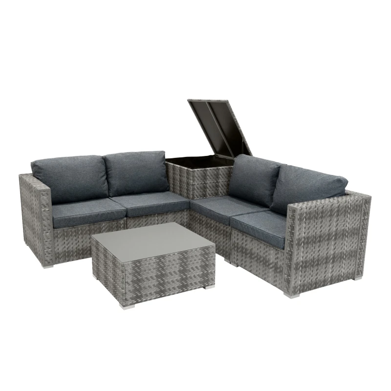 Image of Monstershop Rattan Modular 6 Piece Furniture Set - Grey Grey Unisex
