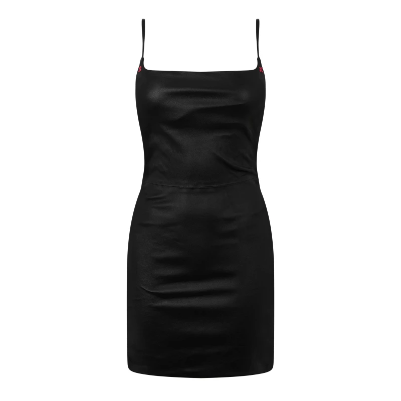 Image of Off White Womens Stretch Leather Mini Dress Black female 12 (44)