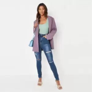 Image of Missguided Vintage Sinner Slash High Waist Jean - Blue