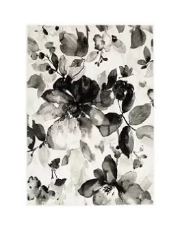 Image of Watercolour Floral Grey Rug 120X170Cm
