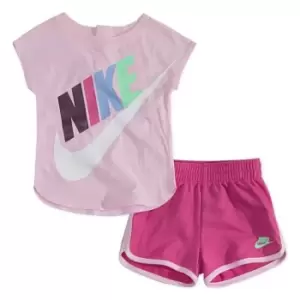 Image of Nike Futura Top And Shorts Set - Pink