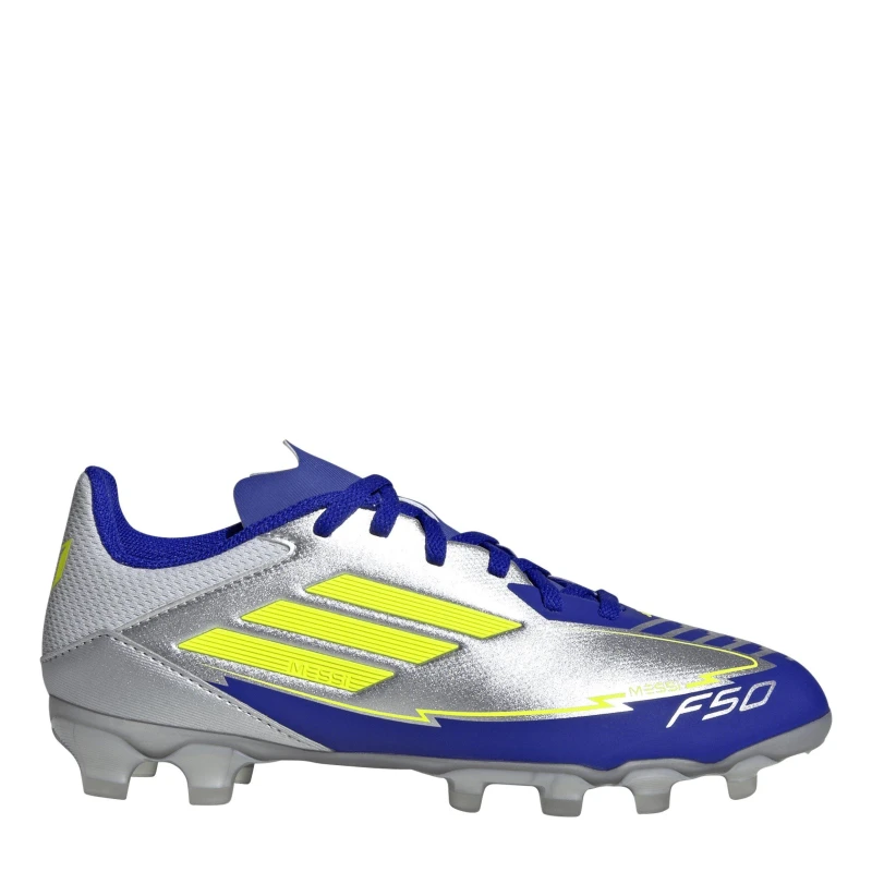 Image of adidas Unisex Kids F50 Firm Ground Football Boots Slv/Yellow/Blue unisex C11.5 (30)