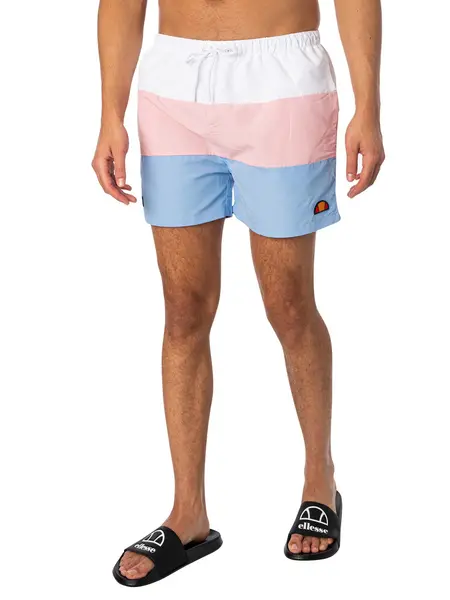 Image of Ellesse Cielo Swim Shorts White/Light Pink/Light Blue M
