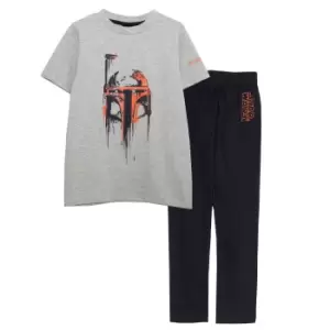Image of Star Wars Boys The Mandalorian Boba Fett Pyjama Set (3-4 Years) (Black/Heather Grey)