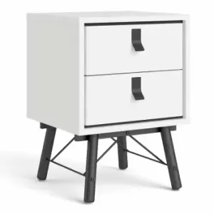 Image of Ry Bedside Cabinet 2 Drawer In Matt White