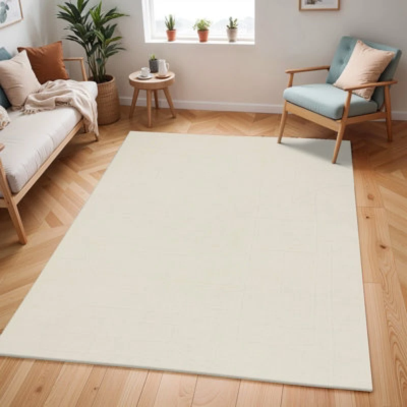 Image of Livabliss Scandi Modern High Pile Off-White Ava Area Rug 160 X 213cm - Easy Care, Non Shedding, Ideal For Living Room & Bedroom