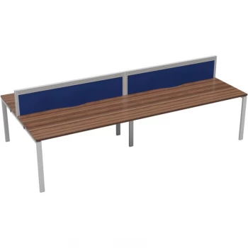 Image of 4 Person Double Bench Desk 1600X780MM Each - White/Dark Walnut