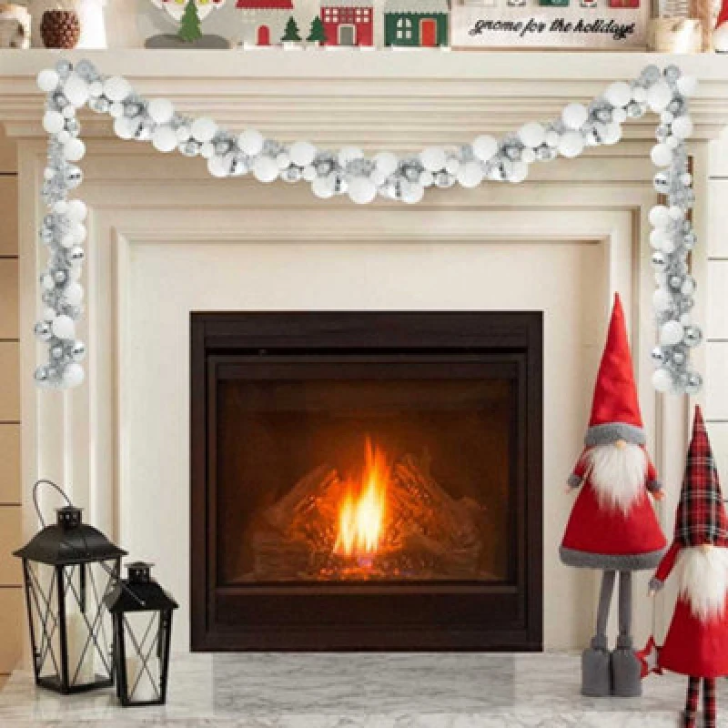 Image of Vidaxl Christmas Ball Garland White And Silver 186cm Polystyrene