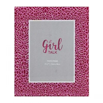 Image of 5" x 7" - Girl Talk Glass Pink Leopard Print Photo Frame