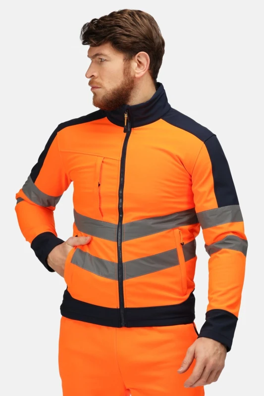 Image of Regatta Regatta Hi-Vis Pro 3-Layer Softshell Jacket in Orange Size: large Orange L Male 5057538236802