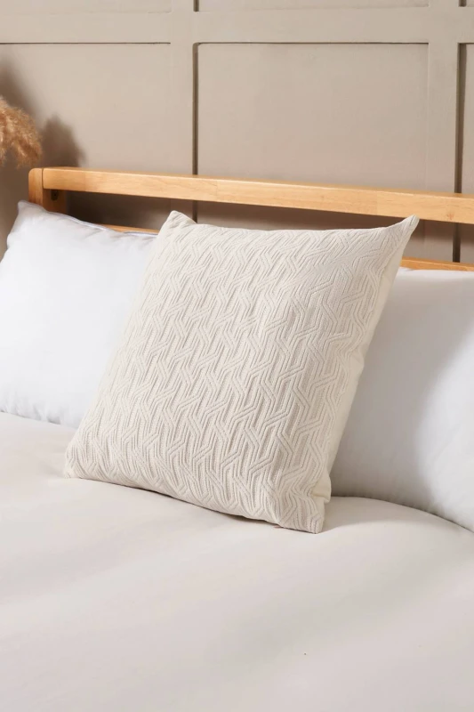 Image of BHS Geo Cushion with Lurex Yarn in Off-White Off-White Unisex