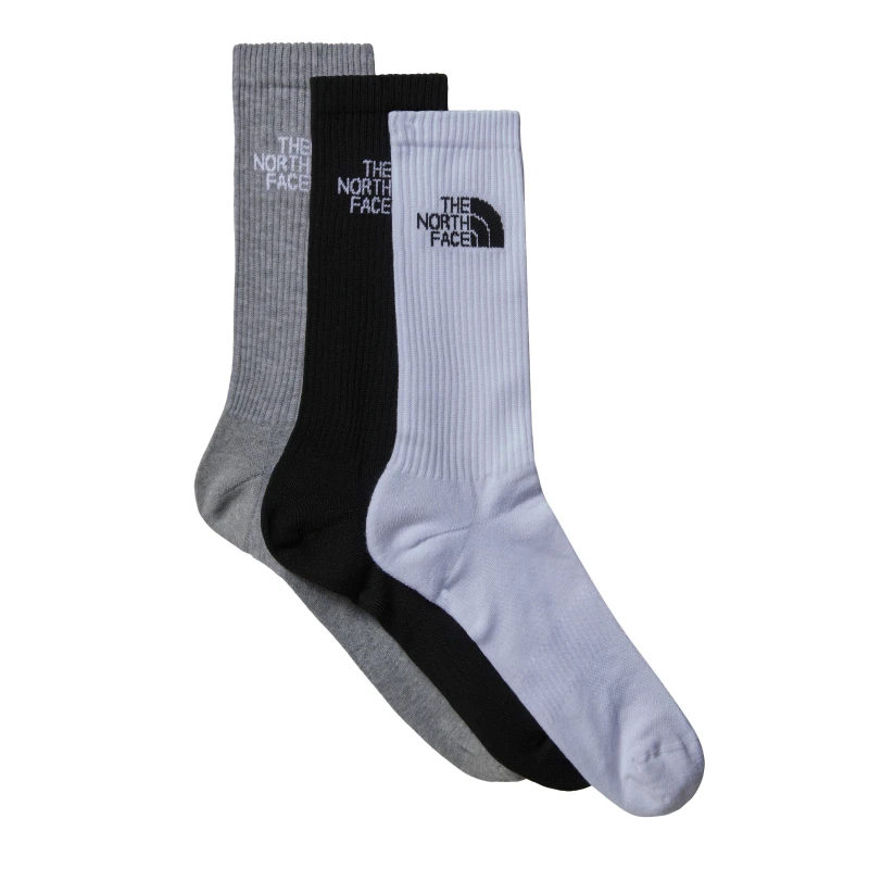 Image of The North Face Mens Multi-Sport Cushion Crew Socks 3 Pack Blk/Wht/Gry male M 7.5-9