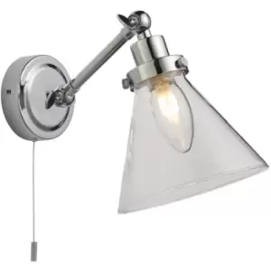 Image of Bathroom Wall Light Fitting - Chrome Plate & Clear Glass Shade - Sconce