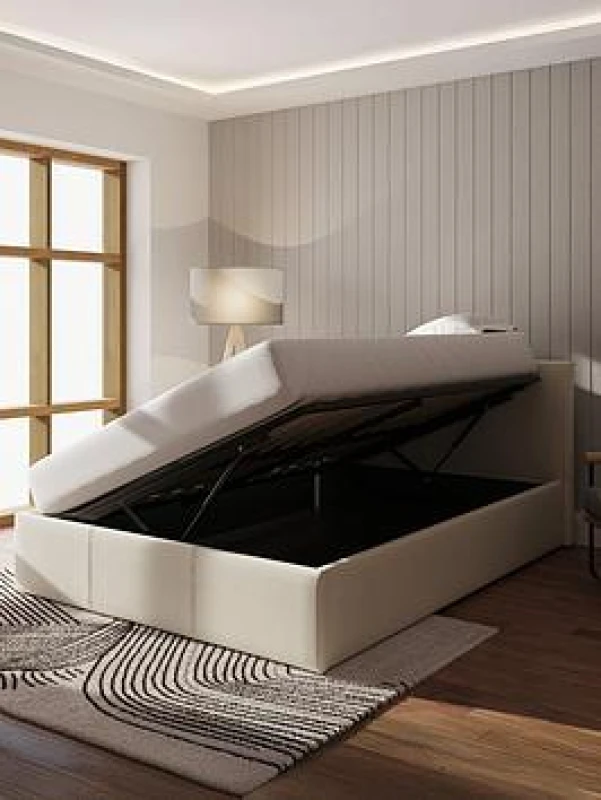 Image of GFW Side Lift Double Ottoman Grey Fabric Bed & Pocket Mattress, Grey SL135GRSP