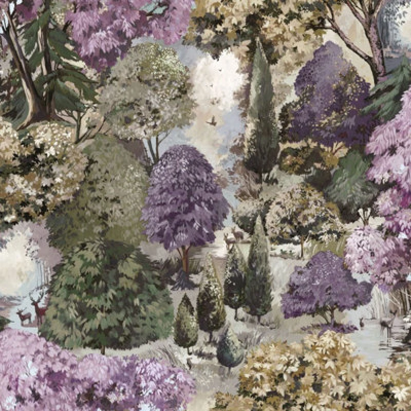 Image of Holden Decor Basildon Forest Mulberry / Green Wallpaper, Purple 13930