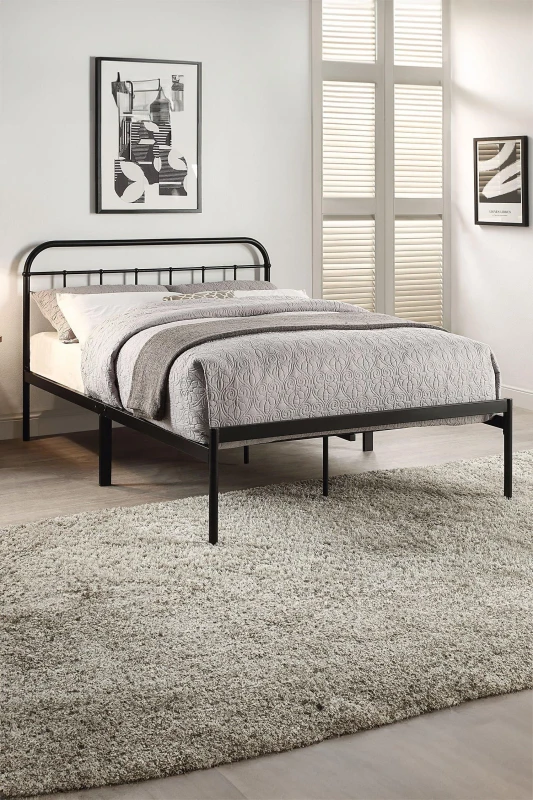 Image of Slumberworx Aldbury Traditional Style Black Metal Double Bed Frame, Black 5.05574E+12
