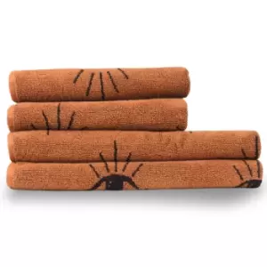 Image of Theia Abstract Eye 4 Piece Hand/Bath Towel Set Pecan