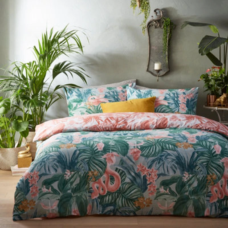 Image of Furn Furn Medinilla Tropical Reversible Duvet Cover Set Size: Double Multi Double Unisex 5025532566751