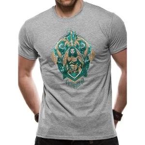 Image of Aquaman Movie - Crest Unisex Medium T-Shirt - Grey