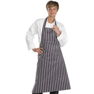 Image of Click Workwear Chefs Butchers Bib Apron NavyWhite 34x40in Ref
