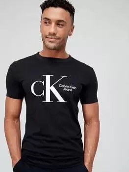 Image of Calvin Klein Jeans Dynamic CK Center Chest T-Shirt - Black, Size S, Men