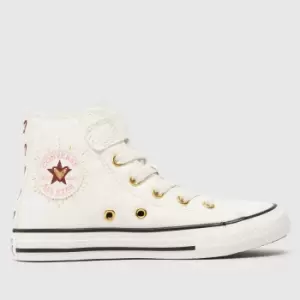 Image of Converse White All Star 1v Hi Valentines Girls Junior Trainers