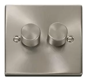 Image of Click Scolmore Deco Satin Chrome 2 Gang 2 Way Dimmer Switch - VPSC152