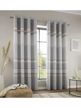 Image of Catherine Lansfield Malawa Geo Eyelet Curtains