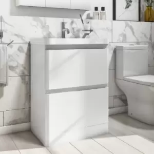 Image of 600mm White Freestanding Vanity Unit with Basin - Pendle