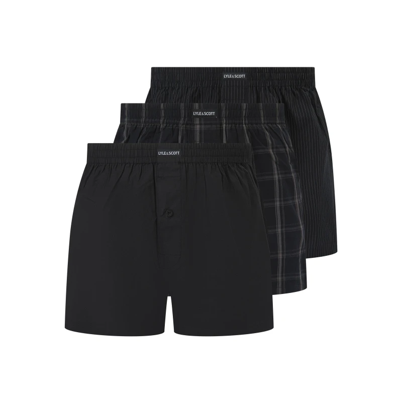 Image of Lyle and Scott Mens Pk Boxer Boxers Chk Blk Strp male Medium