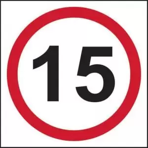 Image of 15mph Speed Limit&rsquo; Sign; 3mm Foamed PVC Board 400mm x 400mm