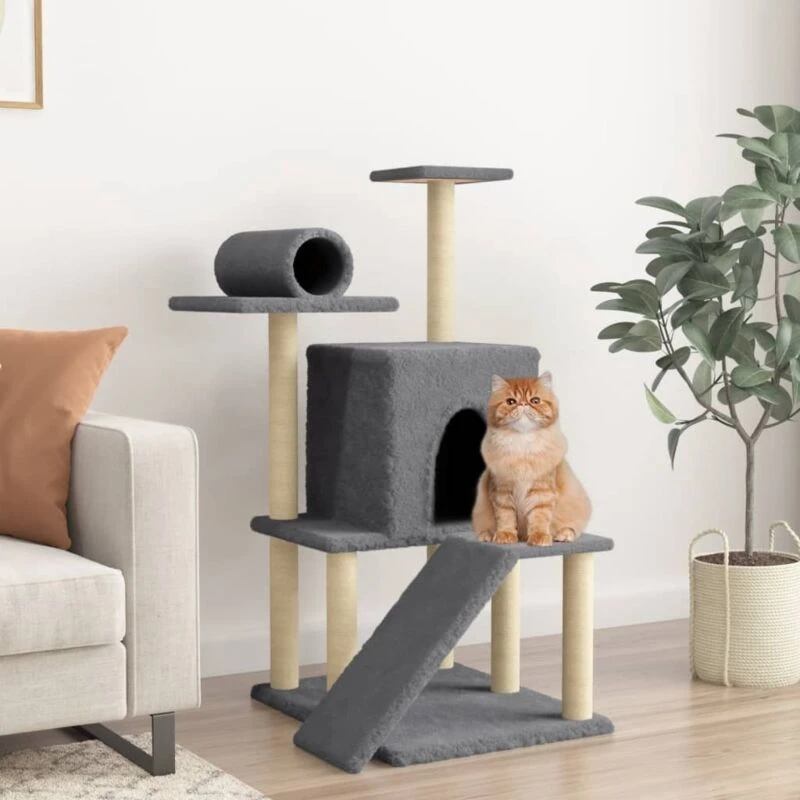 Image of VIDAXL Vidaxl - Cat Tree with Sisal Scratching Posts Dark Grey 110.5cm 8720845417024