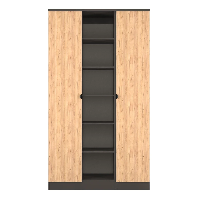 Image of Welcome Furniture Solomon 2 Door Open Shelf Triple Wardrobe Wardrobes XL Beige 42392290470