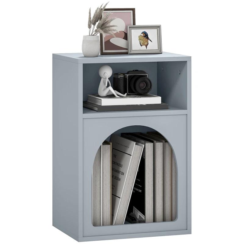 Image of HOMCOM HOMCOM Bedside Table, Modern Bedside Cabinet with 2 Open Compartments in Grey Grey One Size Unisex 5063603088955