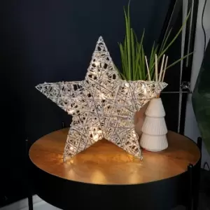 Image of 30cm Battery Operated Silver Star Christmas Decoration with 10 Warm White LEDs