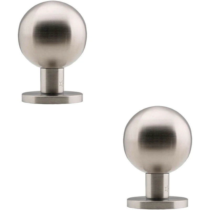 Image of Loops 2x Round Mortice Door Knob - Satin Stainless Steel - 50mm Rose - Modern Handle Metallics unisex