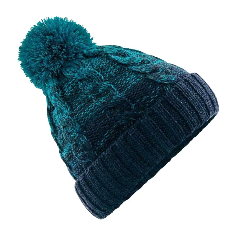 Image of Beechfield Beechfield Men Ombre Pom Pom Beanie in Teal Teal One Size Male 5063425849093