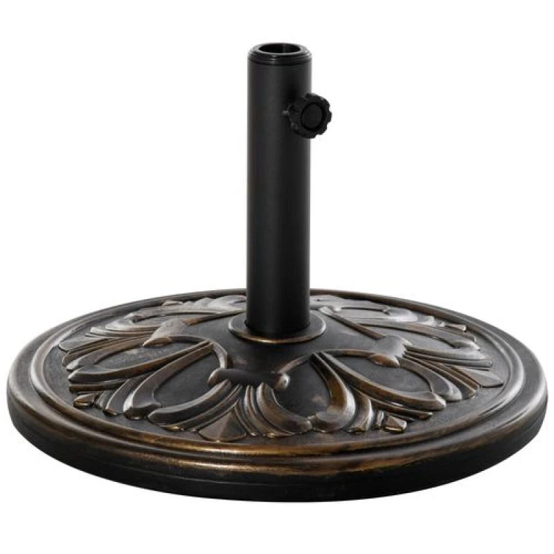 Image of Outsunny 13KG Round Parasol Base Heavy Duty Cement Stand Umbrella Holder Garden Bronze