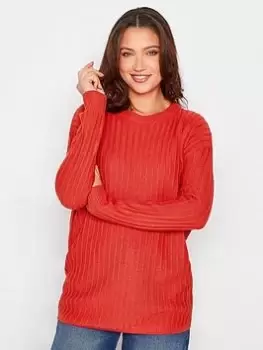 Image of Long Tall Sally Funnel Neck Ribbed Jumper - Red, Size 22-24, Women