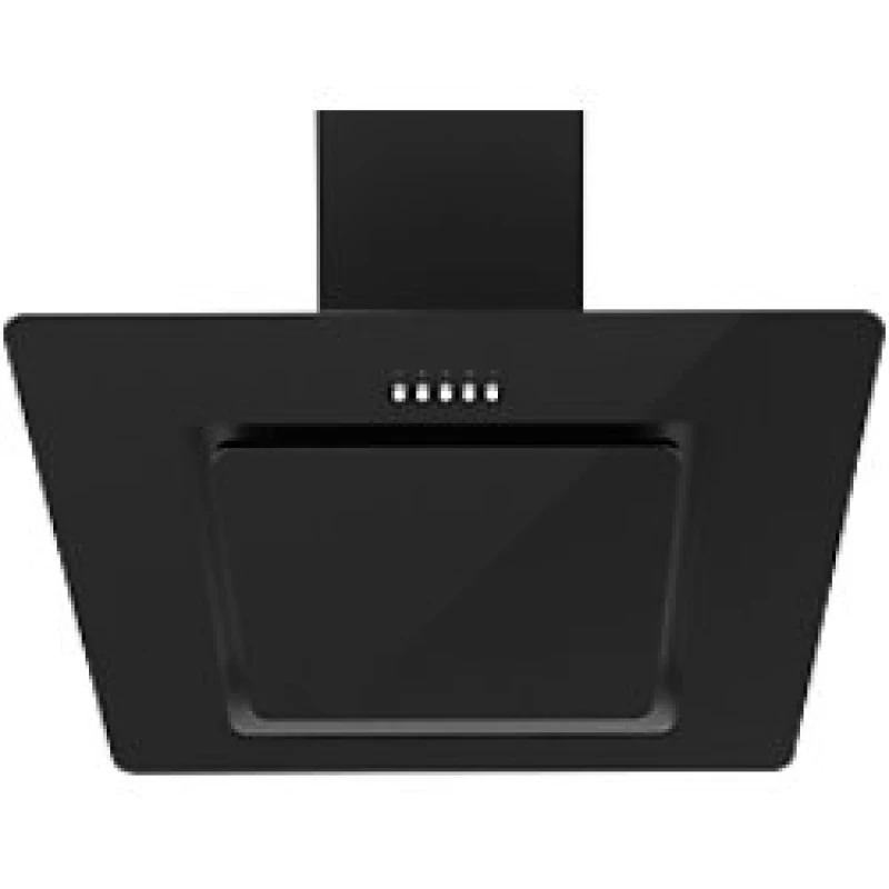 Image of Statesman 60cm Angled Chimney Cooker Hood Black Glass, Black ACH160BL