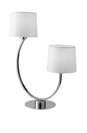 Image of Astoria Twin Table Lamp With Shade, Chrome, White, E27