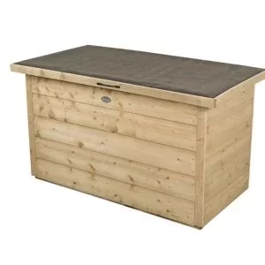 Image of Forest Garden Shiplap Wooden 3X2 Lift Up Sloping Garden Storage Box Natural Timber