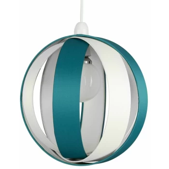 Image of Minisun - J90 Globe Ceiling Pendant Light Shade - Teal & Cream - No Bulb