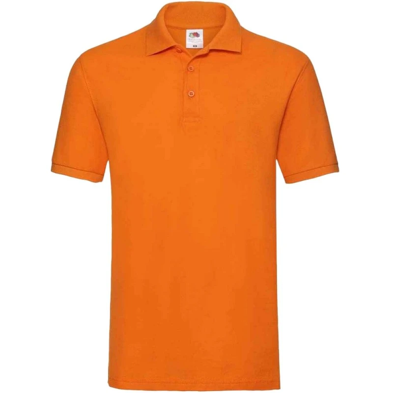 Image of Fruit Of The Loom Fruit of the Loom Men Premium Cotton Pique Polo Shirt in Orange Size: Small Orange S Male 5063527578501