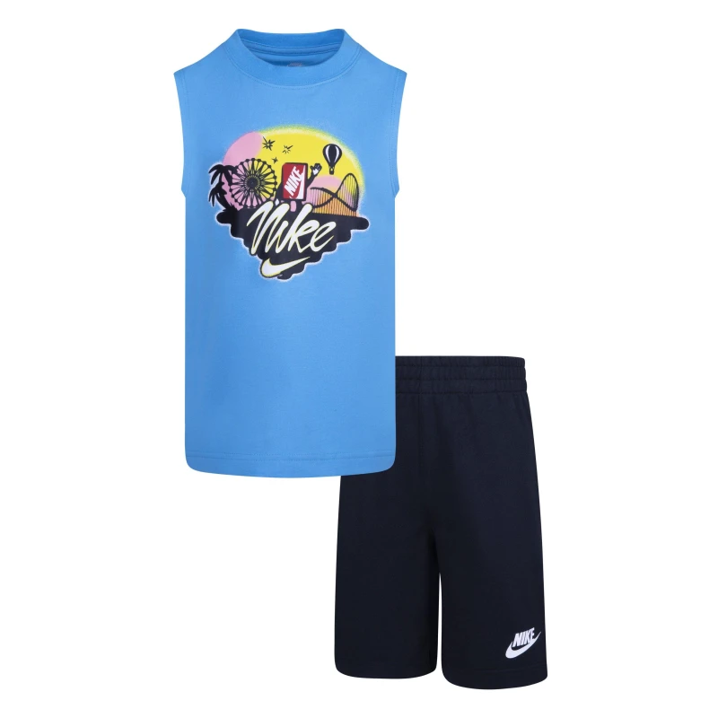 Image of Nike Fairground Muscle Top and Shorts Set Infants - Black 2 - 3 Years