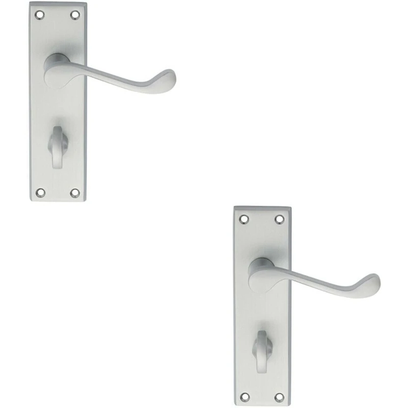 Image of Loops 2x PAIR Victorian Scroll Handle on Bathroom Backplate 150 x 43mm Satin Chrome Multi